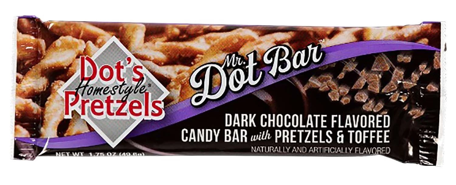 Dot's Pretzels 1.75 Oz Mr. Dot Bar Candy Bar-Dark Chocolate 3 Dot's Pretzels 1.75 Oz Mr. Dot Bar Candy Bar-Dark Chocolate