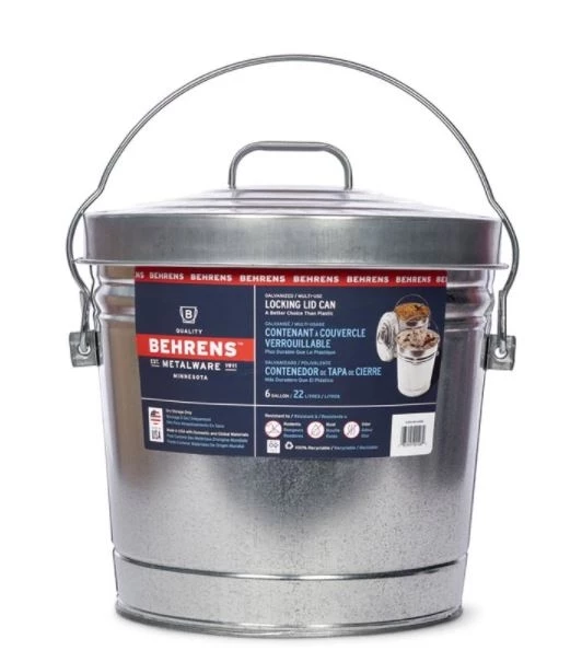Behrens 6 Gallon Galvanized Steel Locking Lid Trash Can with Lid 3 Behrens 6 Gallon Galvanized Steel Locking Lid Trash Can with Lid