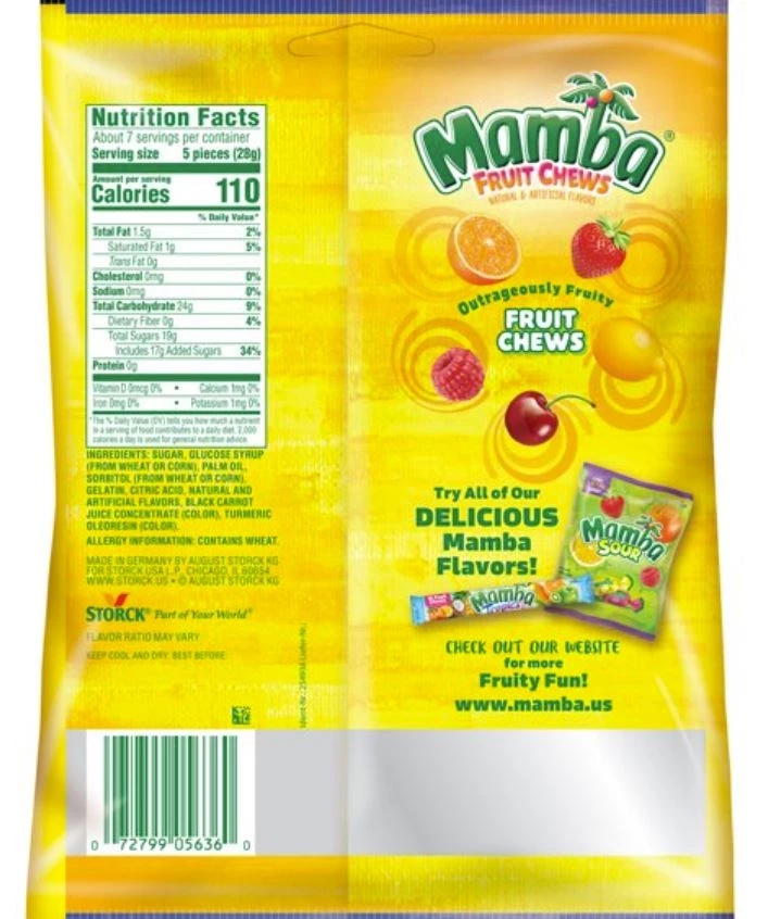 Mamba Fruit Chews Candy, 7.05 oz 4 Mamba Fruit Chews Candy, 7.05 oz - Image 2