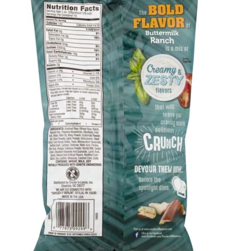 Snyder's Buttermilk Ranch Pretzel Pieces, 11.25 oz. 4 Snyder's Buttermilk Ranch Pretzel Pieces, 11.25 oz. - Image 2