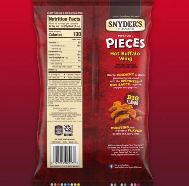 Snyder's Hot Buffalo Wing Pretzel Pieces, 11.25 oz. 4 Snyder's Hot Buffalo Wing Pretzel Pieces, 11.25 oz. - Image 2