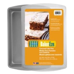 G&S Metal BakerEze Non-Stick Cake Pan with Cover, 12.7x8.9x1.9