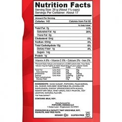 Indiana Drizzled Black and White Kettlecorn 17 oz -Home Food Life Store 599 nutritional info