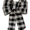 Holiday Trims White and Black 14 inch Plaid Bow -Home Food Life Store 7444 1