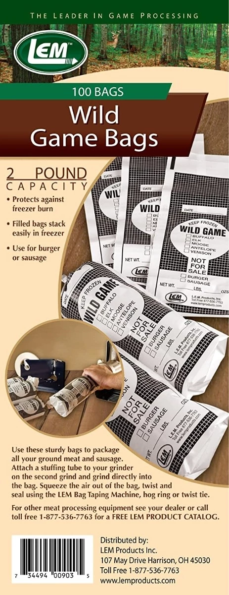 LEM 2 Lb Wild Game Bags - 100 Count 4 LEM 2 Lb Wild Game Bags - 100 Count - Image 2