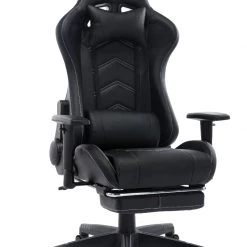 Seasonal Expressions Gaming Chair, Black/Black -Home Food Life Store 911049 with footrest folded 1