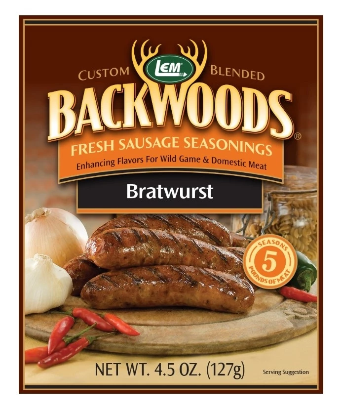 LEM Backwoods Bratwurst Fresh Sausage Seasoning 4.5 oz 3 LEM Backwoods Bratwurst Fresh Sausage Seasoning 4.5 oz